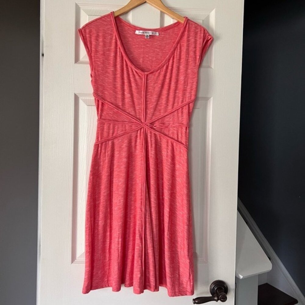Max Studio Coral Twist Front Knit Midi Dress Soft Jersey Medium